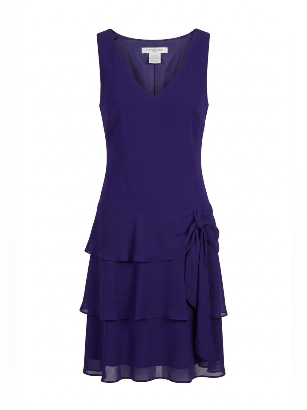 Evan Picone Deep Purple/Blue Sleeveless Tiered Dress with Side Knot